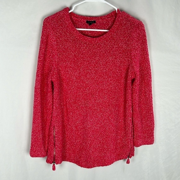 Talbots Pink Side Zip Chunky Knit Side Zip Pullover Sweater -Size Small - Picture 1 of 7